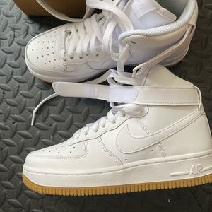 Air Force 1 white. Gum sole. 4.5 kids. 6 women’s.